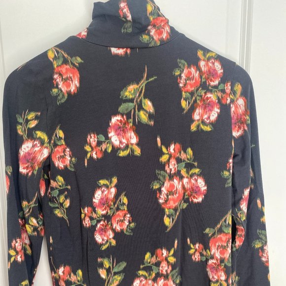 Loft Floral Turtleneck Top Grey Size M - Picture 5 of 8